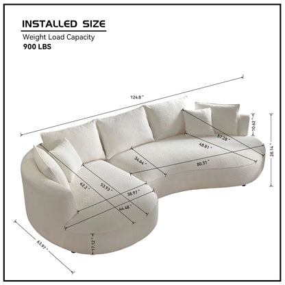 124.80"Beige Curved Sofa with Ingenious Shape – Modern, Stylish Design