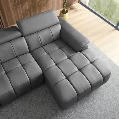 Electric Right-Facing L-Shaped Leather Recliner with USB Port