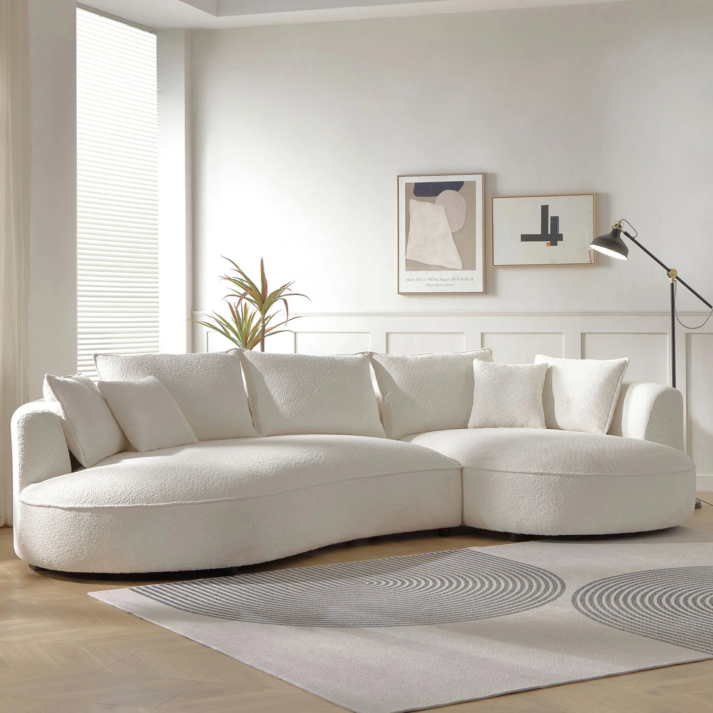 124.80"Beige Curved Sofa with Ingenious Shape – Modern, Stylish Design