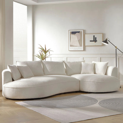 124.80"Beige Curved Sofa with Ingenious Shape – Modern, Stylish Design