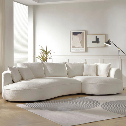 124.80"Beige Curved Sofa with Ingenious Shape – Modern, Stylish Design