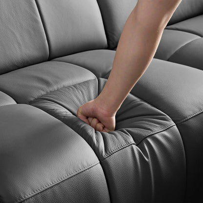 Electric Right-Facing L-Shaped Leather Recliner with USB Port