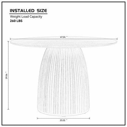 47,24" Mid-Century Modern Dining Table - Space-Saving 4-8 Seater in Walnut Finish