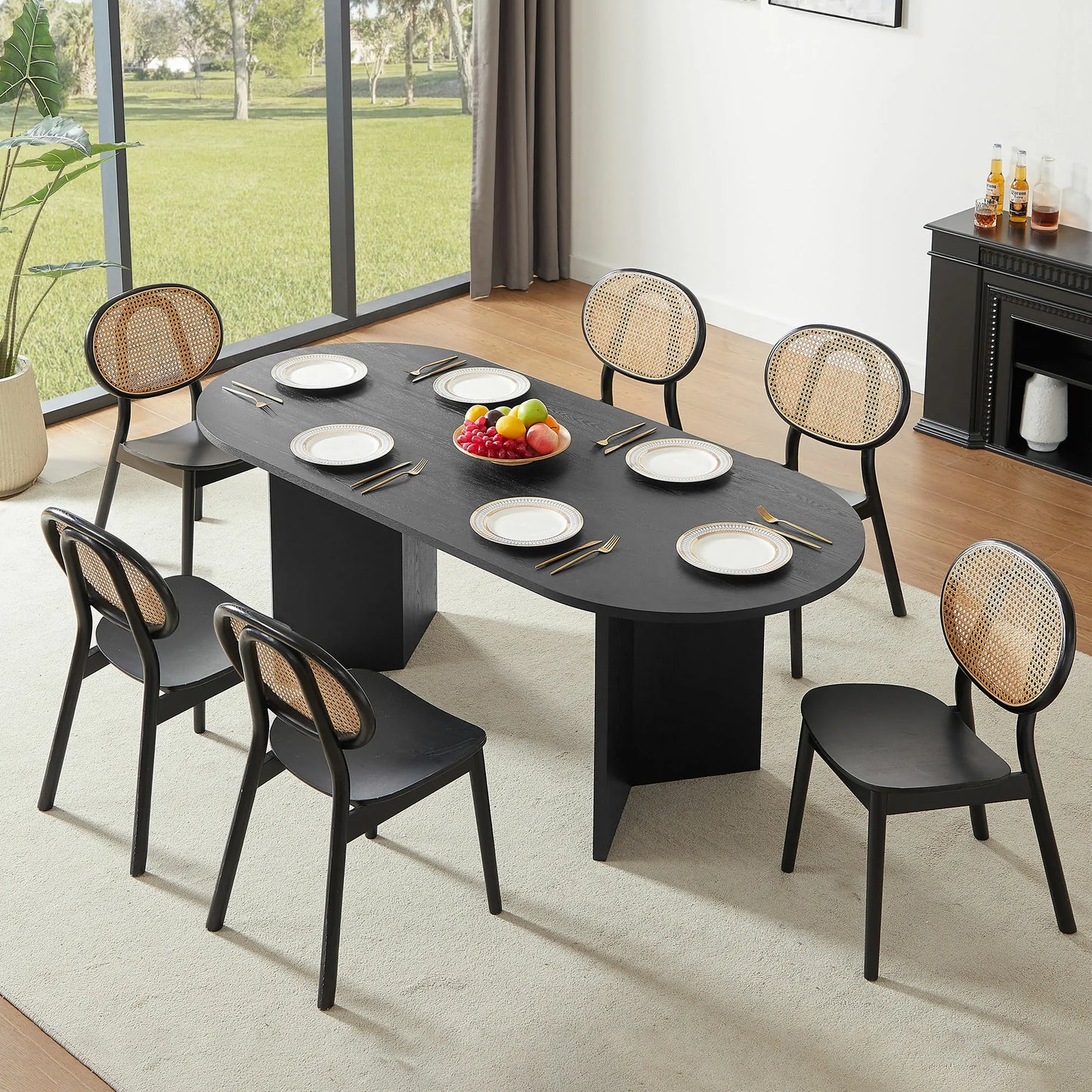 78" Solid Wood Veneer Dining Table – Elegant & Spacious, Seats 4-8
