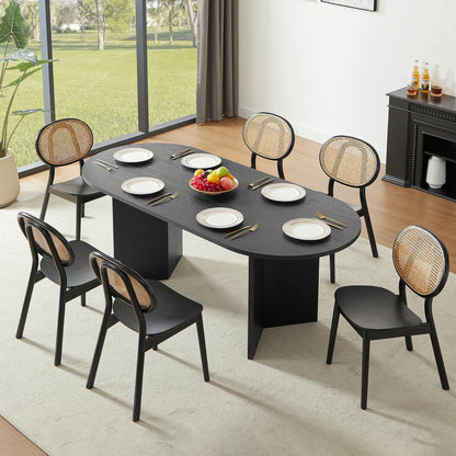 78" Solid Wood Veneer Dining Table – Elegant & Spacious, Seats 4-8
