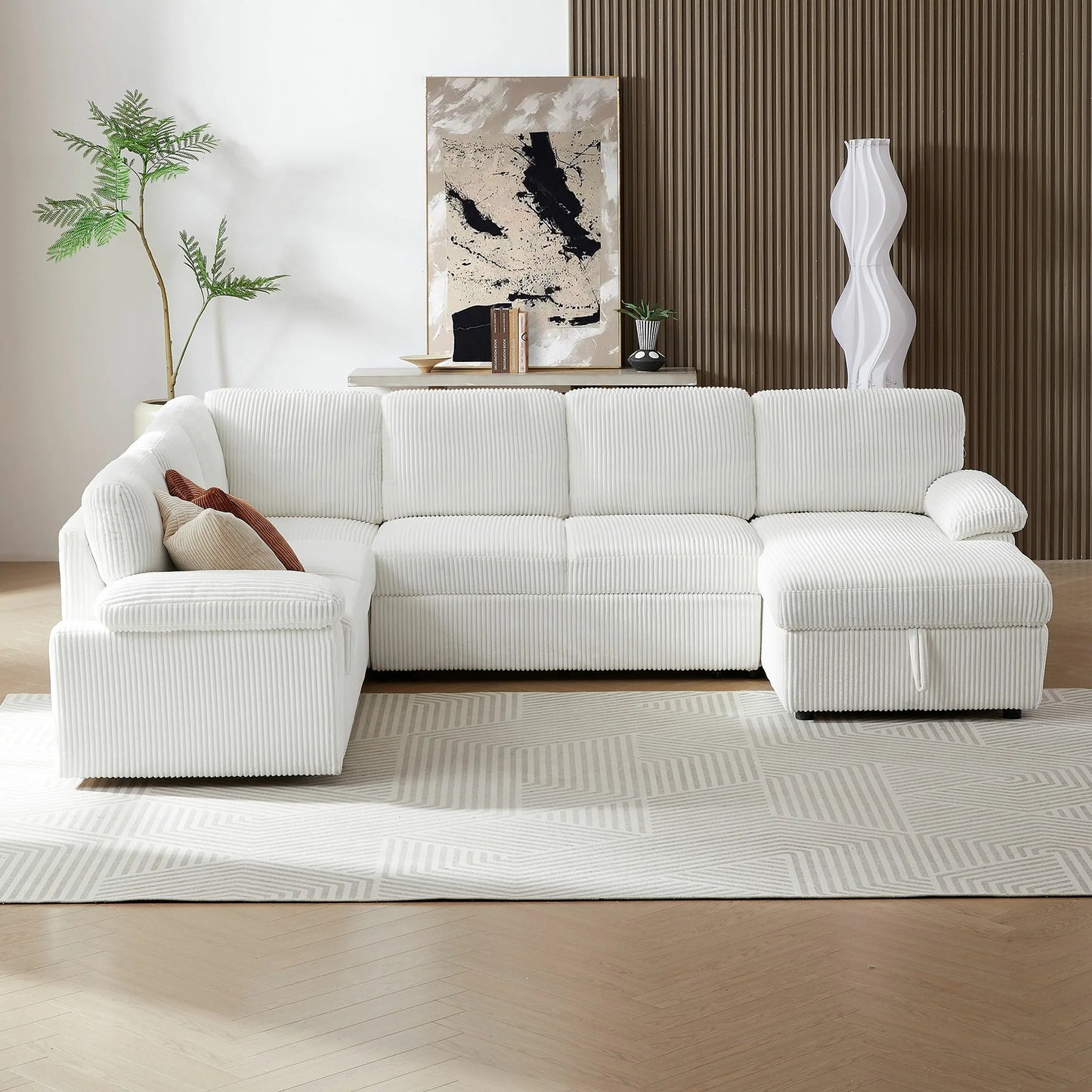 118.09"Corduroy Oversized Modular Storage Sectional Sofa Couch