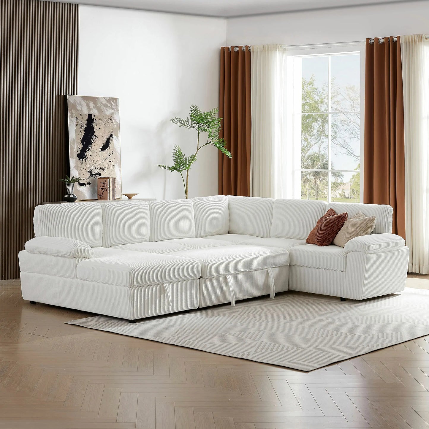 118.09"Corduroy Oversized Modular Storage Sectional Sofa Couch