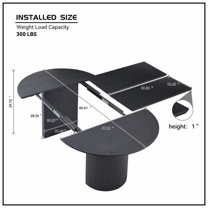86.6" Expandable Solid Top Dining Table