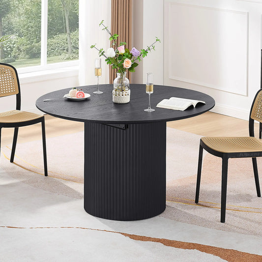 Expandable Solid Top Dining Table, Black