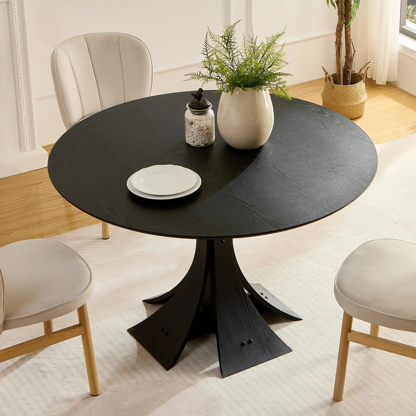47.24" Round Modern MDF Wood Dining Table