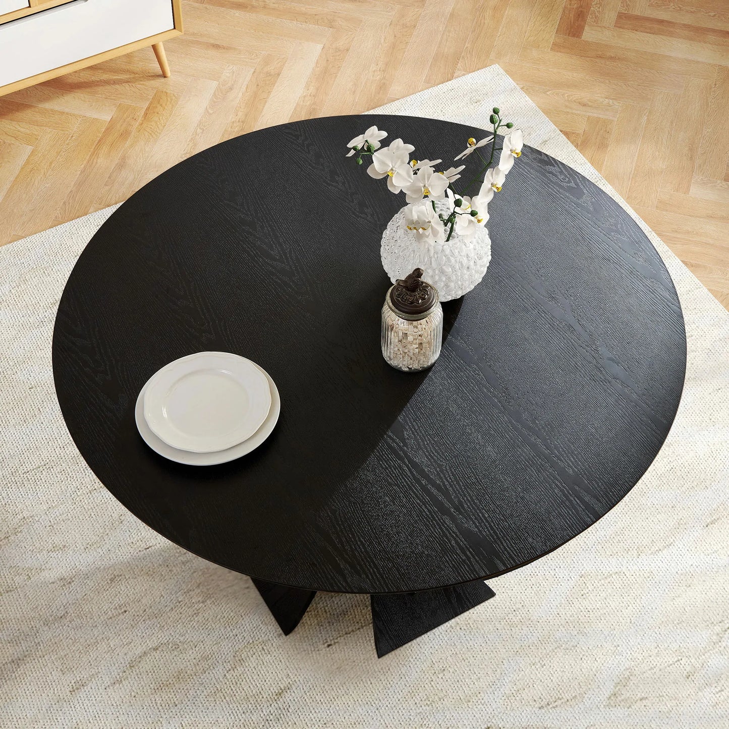 47.24" Round Modern MDF Wood Dining Table