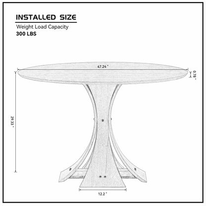 47.24" Round Modern MDF Wood Dining Table
