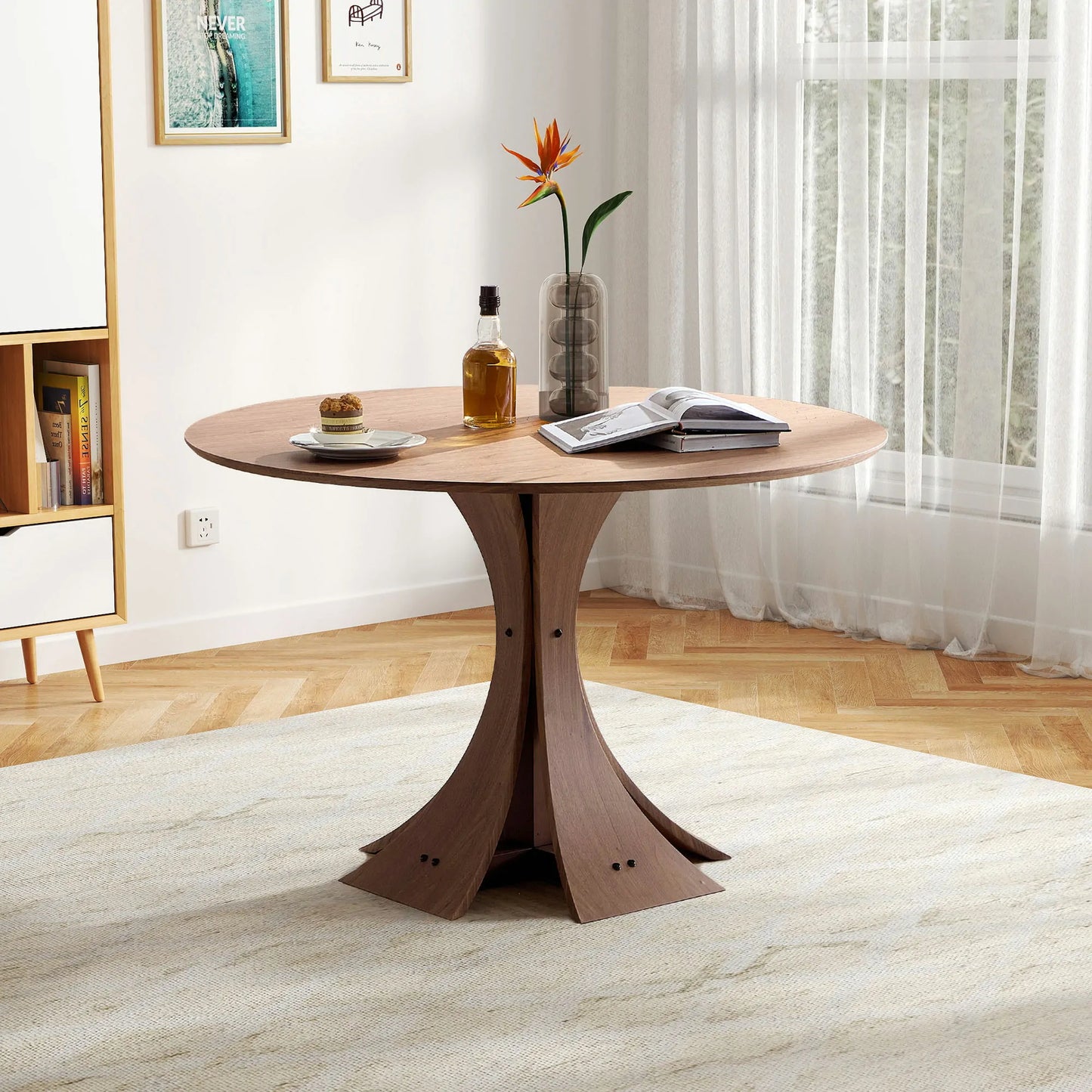 47.24" Round Modern MDF Wood Dining Table