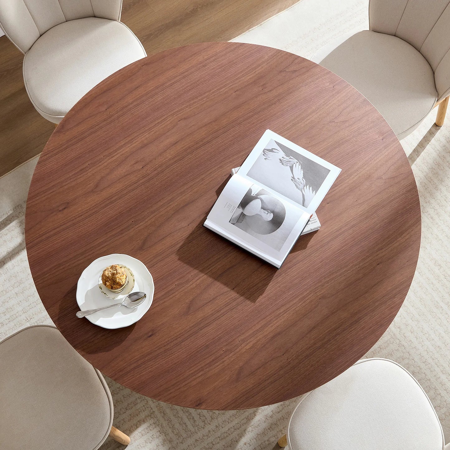 47.24" Round Modern MDF Wood Dining Table