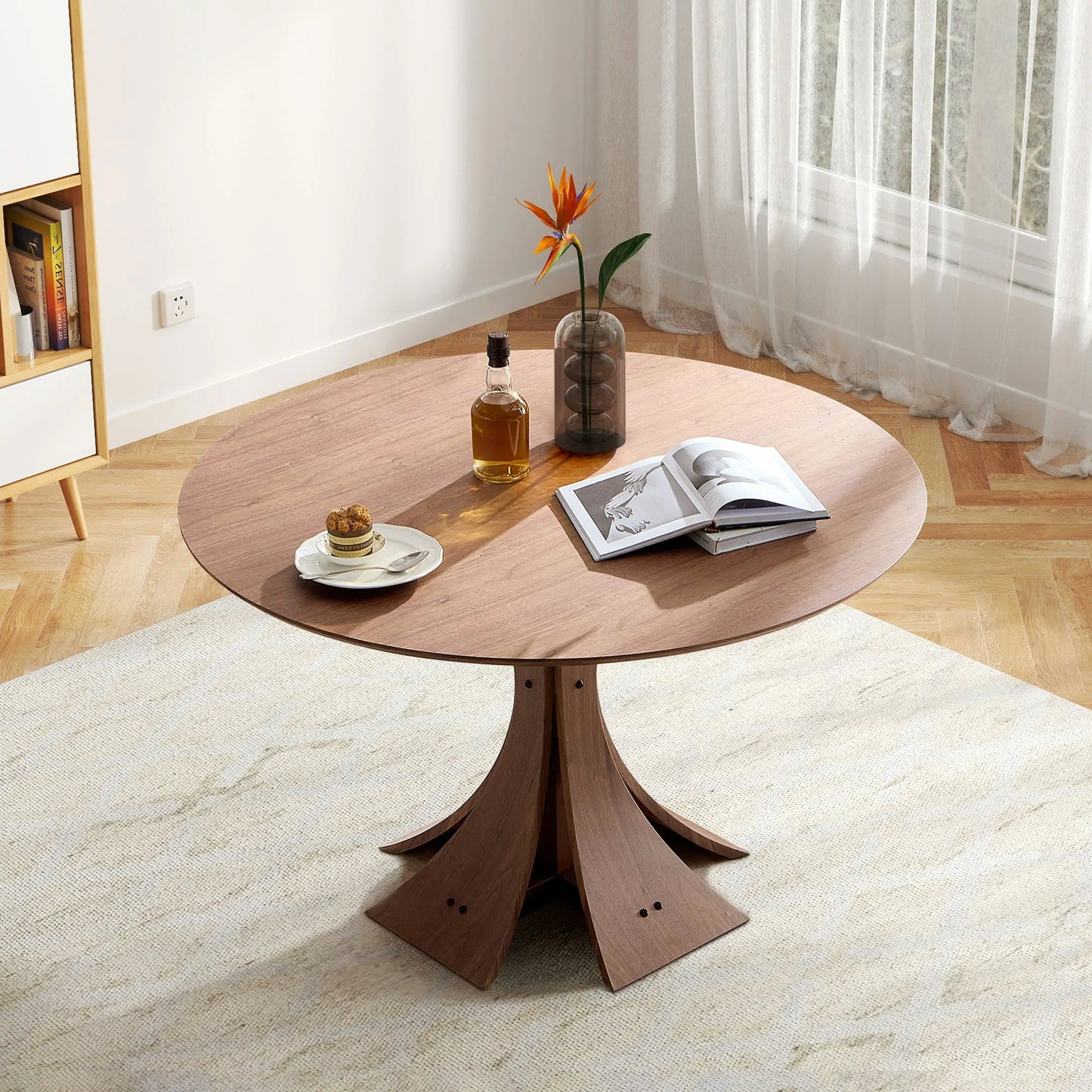 47.24" Round Modern MDF Wood Dining Table