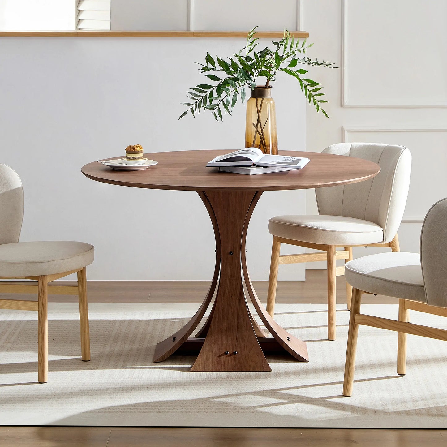 47.24" Round Modern MDF Wood Dining Table
