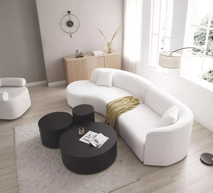 Luxury Modern Upholstery Curved Sofa with Chaise 2-Piece Left/Right-Hand Facing Sectional, Boucle Couch in White