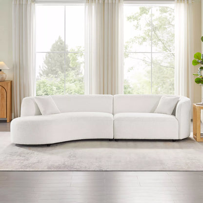 Luxury Modern Upholstery Curved Sofa with Chaise 2-Piece Left/Right-Hand Facing Sectional, Boucle Couch in White