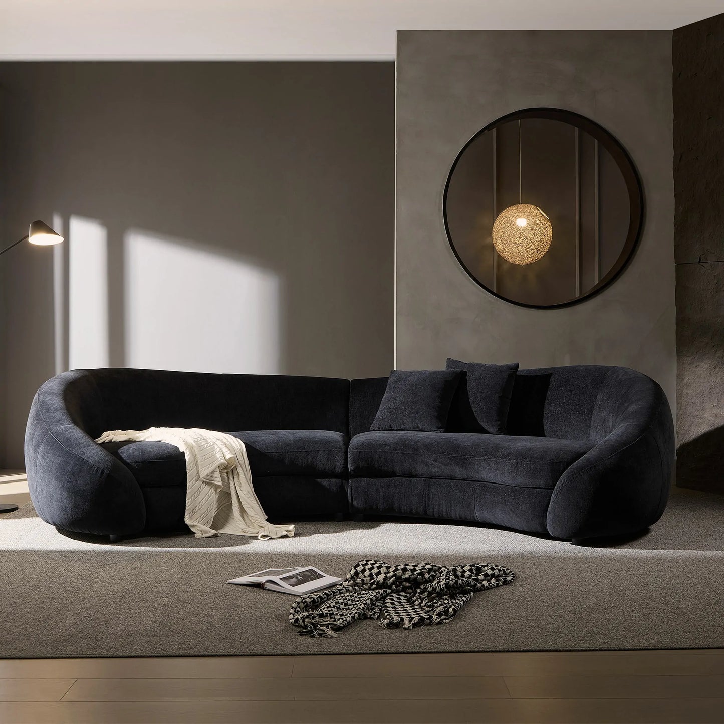 125.98" Modern Curved Sofa with Elegant Love Heart Design