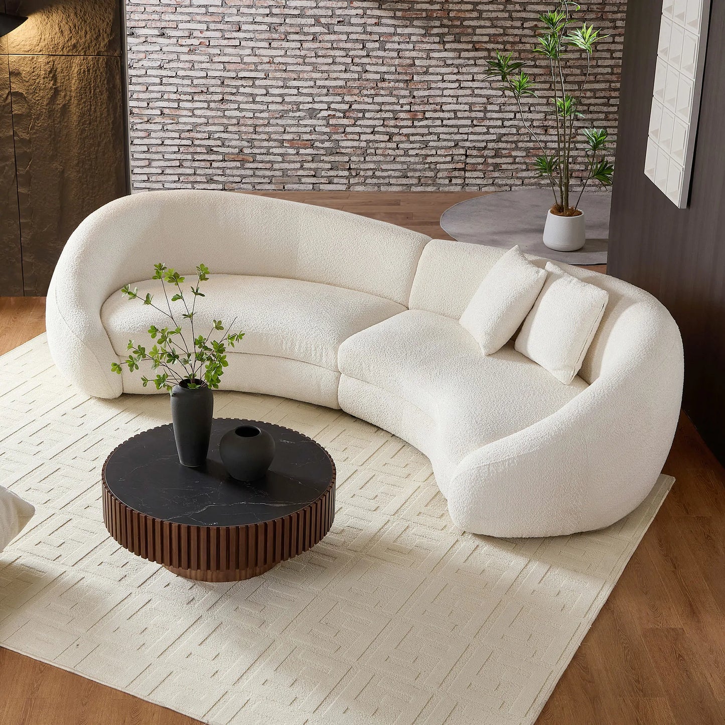 125.98" Modern Curved Sofa with Elegant Love Heart Design