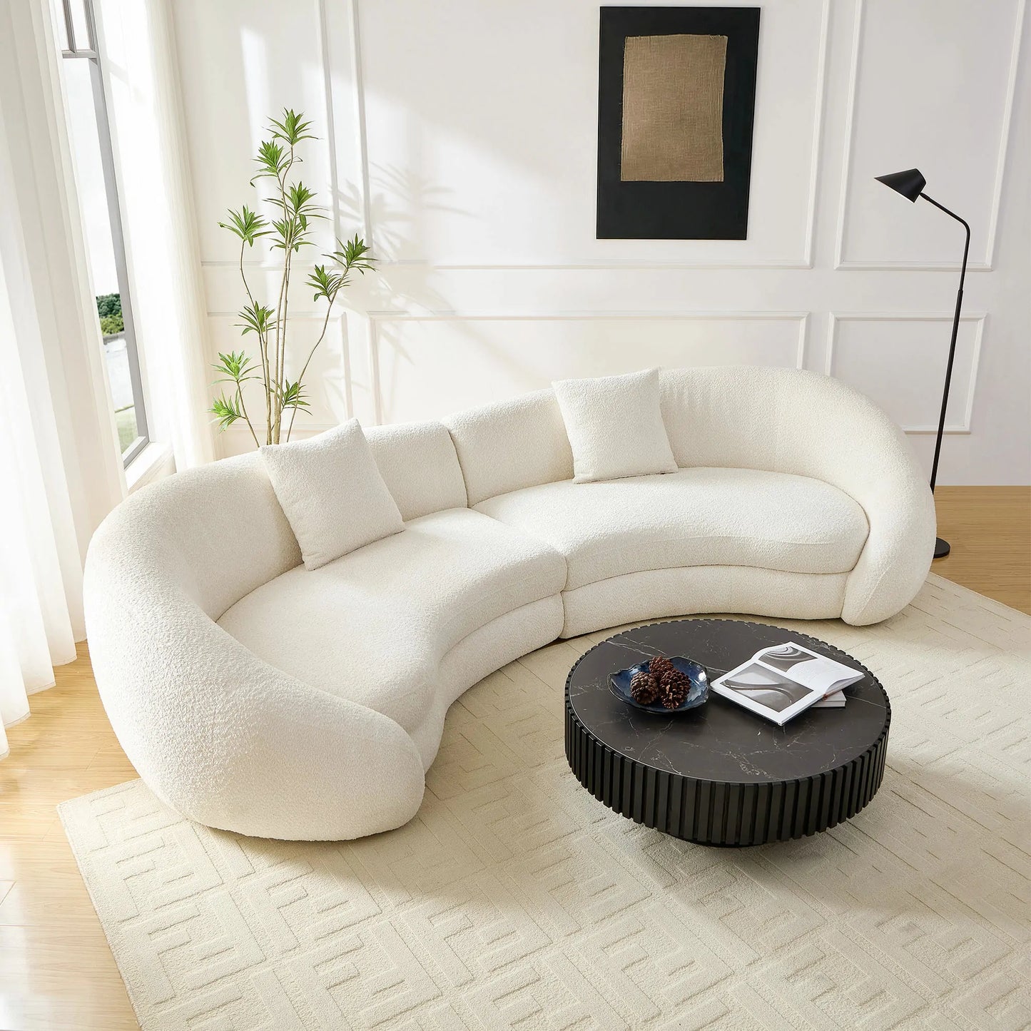 125.98" Modern Curved Sofa with Elegant Love Heart Design