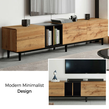 76.80" Modern TV Stand for 80'' TV with 3 Doors, Media Console Table