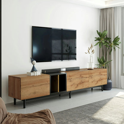 76.80" Modern TV Stand for 80'' TV with 3 Doors, Media Console Table