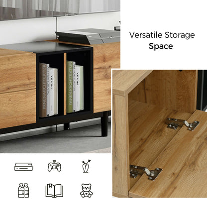 76.80" Modern TV Stand for 80'' TV with 3 Doors, Media Console Table