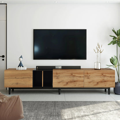 76.80" Modern TV Stand for 80'' TV with 3 Doors, Media Console Table
