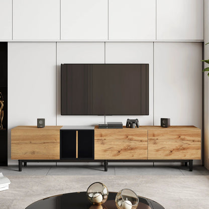 76.80" Modern TV Stand for 80'' TV with 3 Doors, Media Console Table