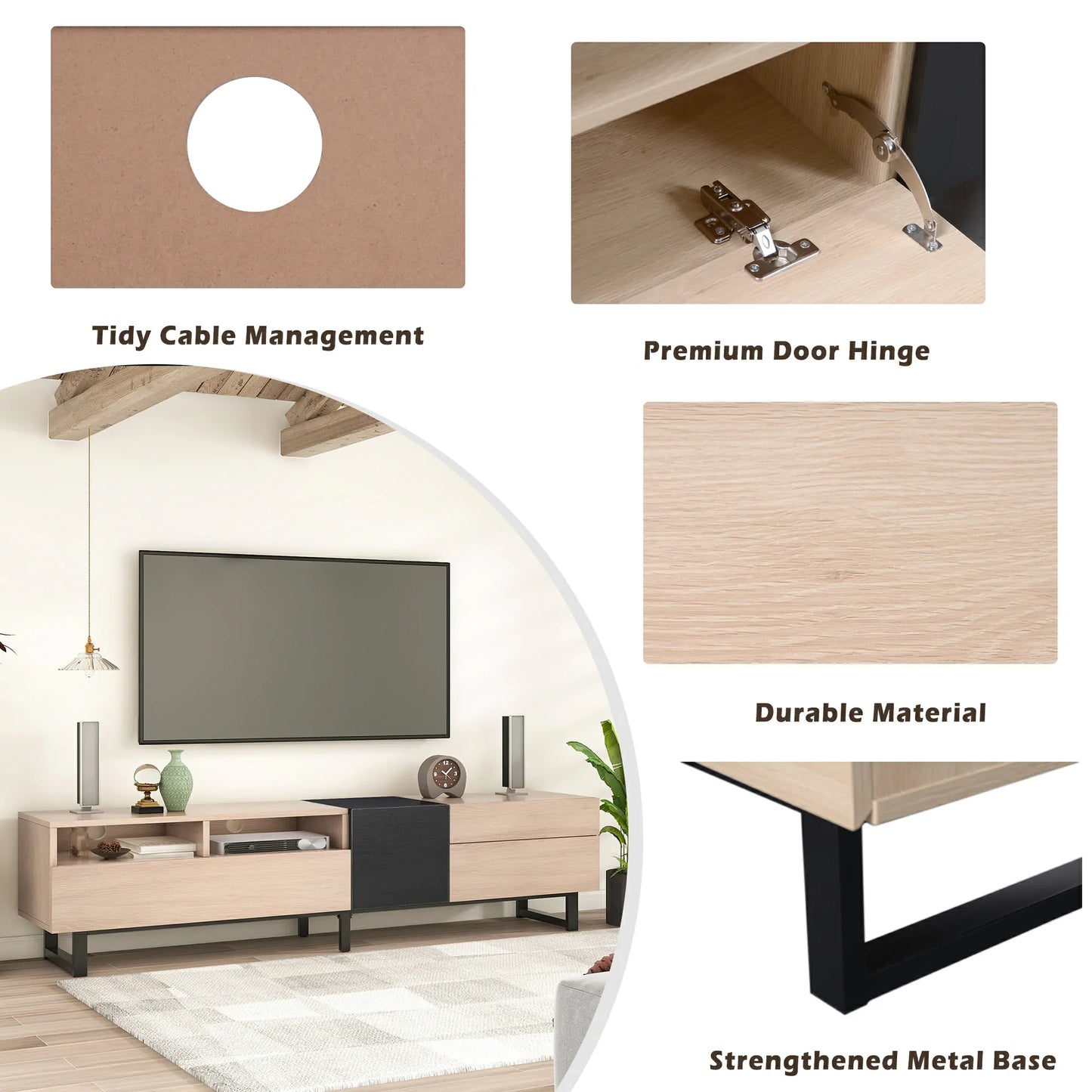 70.90" Modern TV Stand for 80'' TV with Double Storage Space, Media Console Table