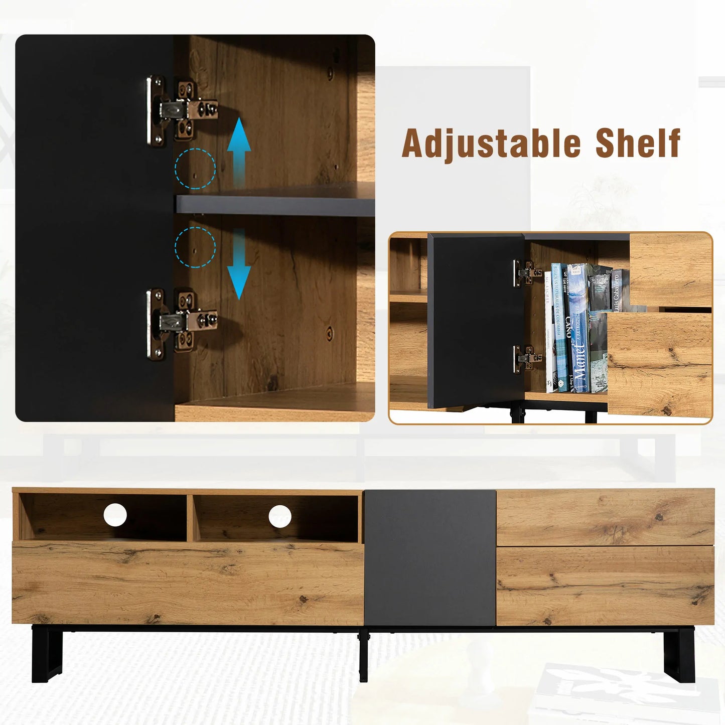 70.90" Modern TV Stand for 80'' TV with Double Storage Space, Media Console Table
