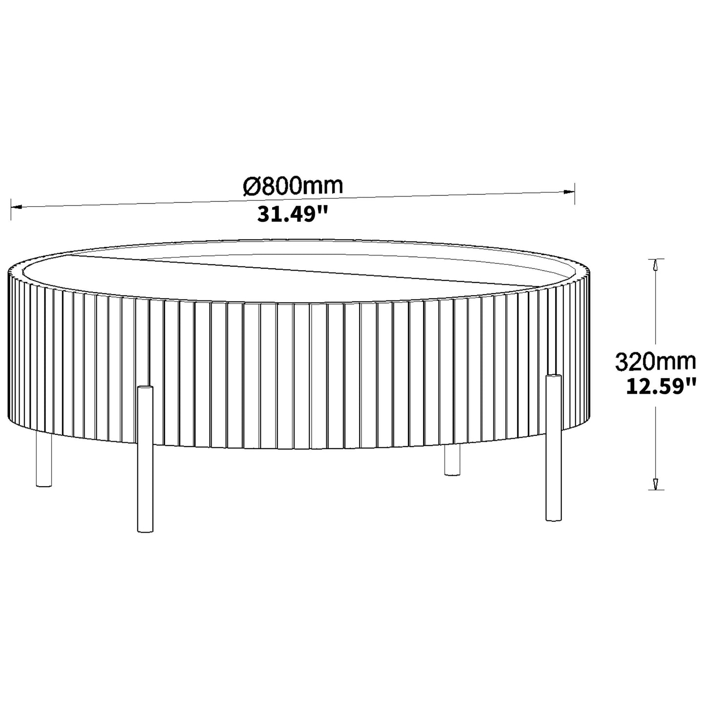 Round Coffee Table with Storage – Accent Tea Table for Home & Office