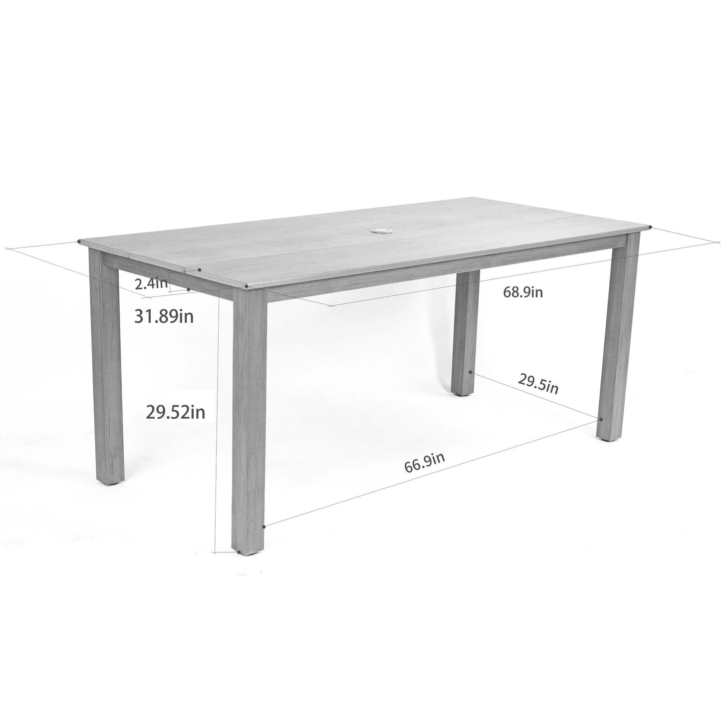 68.9" Teak Wood Look Picnic Table – Compact Outdoor Dining