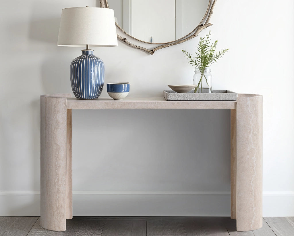 53.15" Faux Marble Entryway Console Table with Modern Design