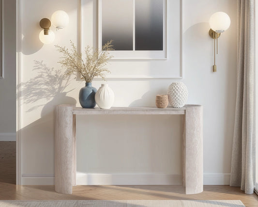 53.15" Faux Marble Entryway Console Table with Modern Design
