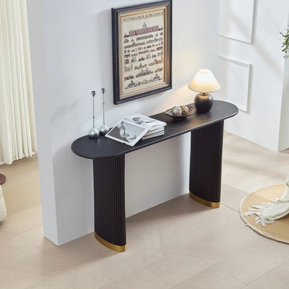 59.1" Narrow Entryway Table with Stainless Steel Legs - Black