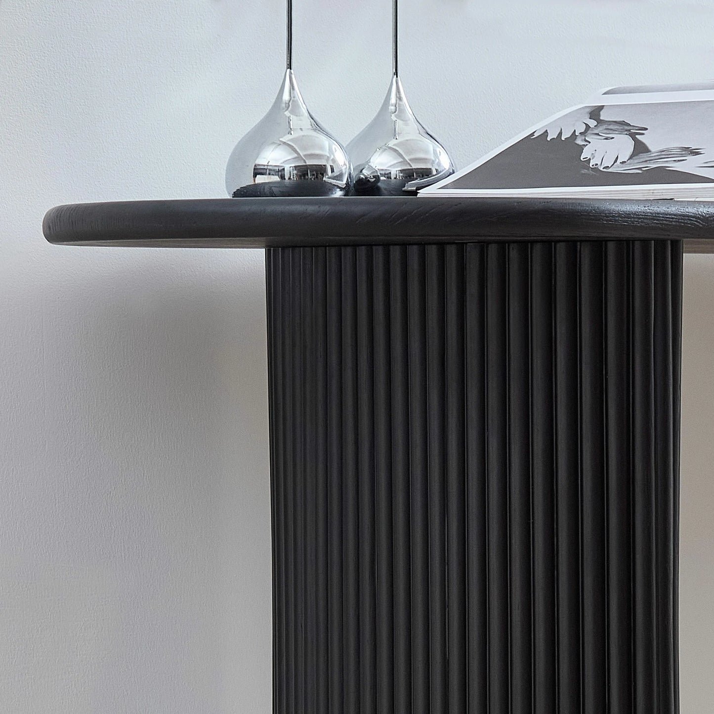 59.1" Narrow Entryway Table with Stainless Steel Legs - Black