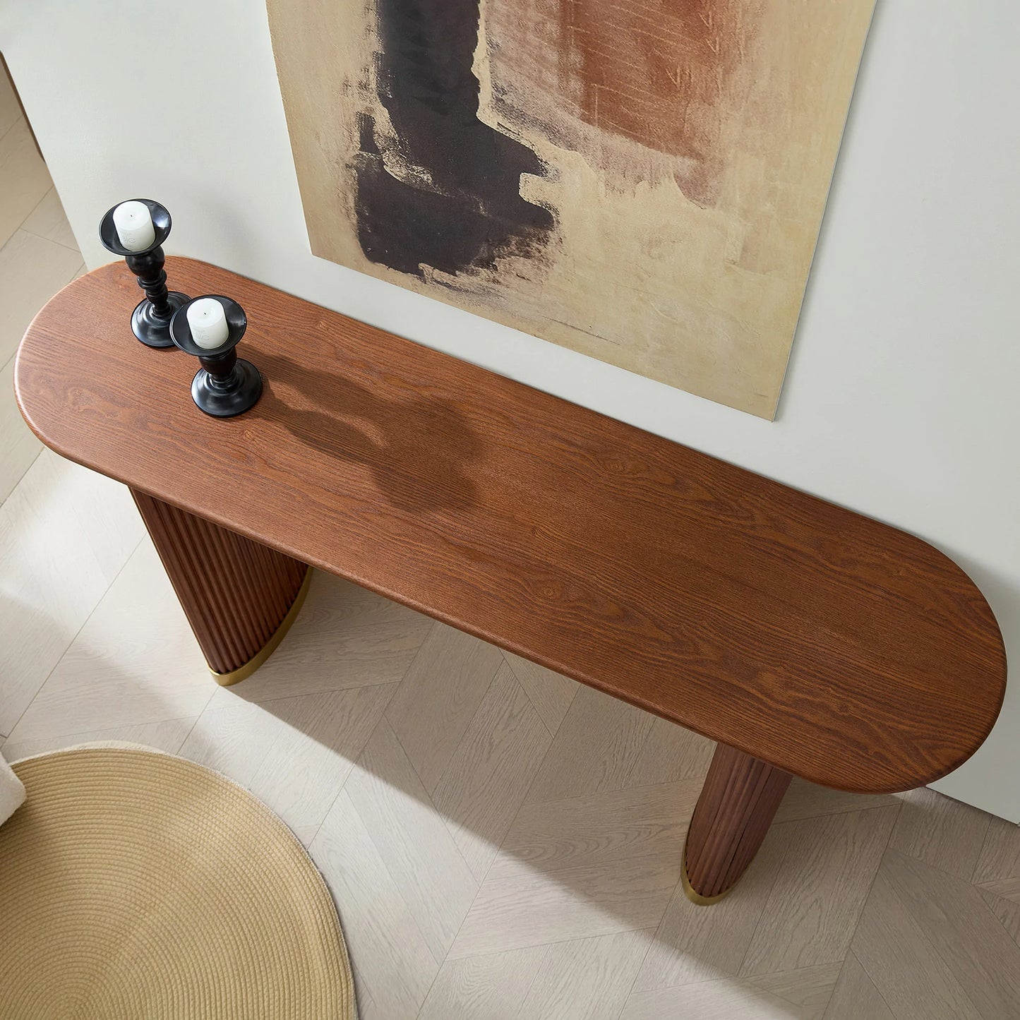 59.1" Narrow Entryway Table with Stainless Steel Legs - Black