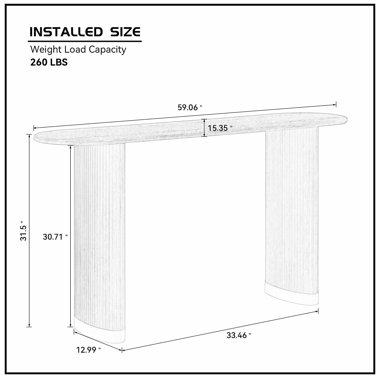 59.1" Narrow Entryway Table with Stainless Steel Legs - Black