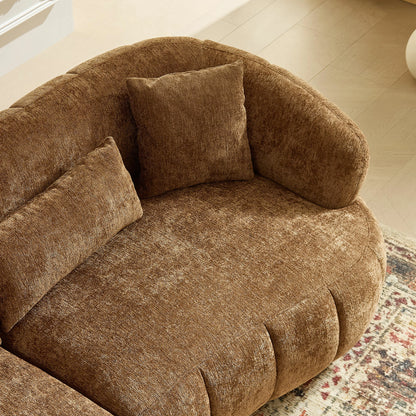 102" Cloud Curved Sectional Sofa – Textured Fabric, 4-Seat Beige/Brown