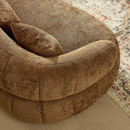 102" Cloud Curved Sectional Sofa – Textured Fabric, 4-Seat Beige/Brown