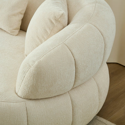 102" Cloud Curved Sectional Sofa – Textured Fabric, 4-Seat Beige/Brown