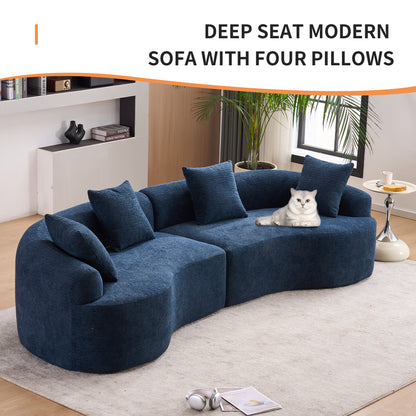 110" Chenille Curved Modular Boneless Sectional Sofa