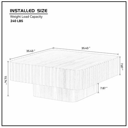 Upgraded Height 35.43" Drum Coffee Table - Square MDF Pedestal - Multi-Color