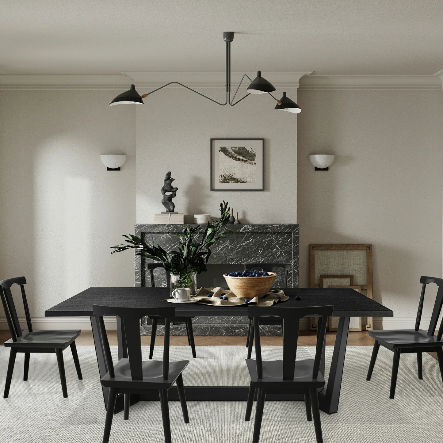 Rectangular MDF Dining Table – Mid-Century Modern, Indoor/Outdoor Use