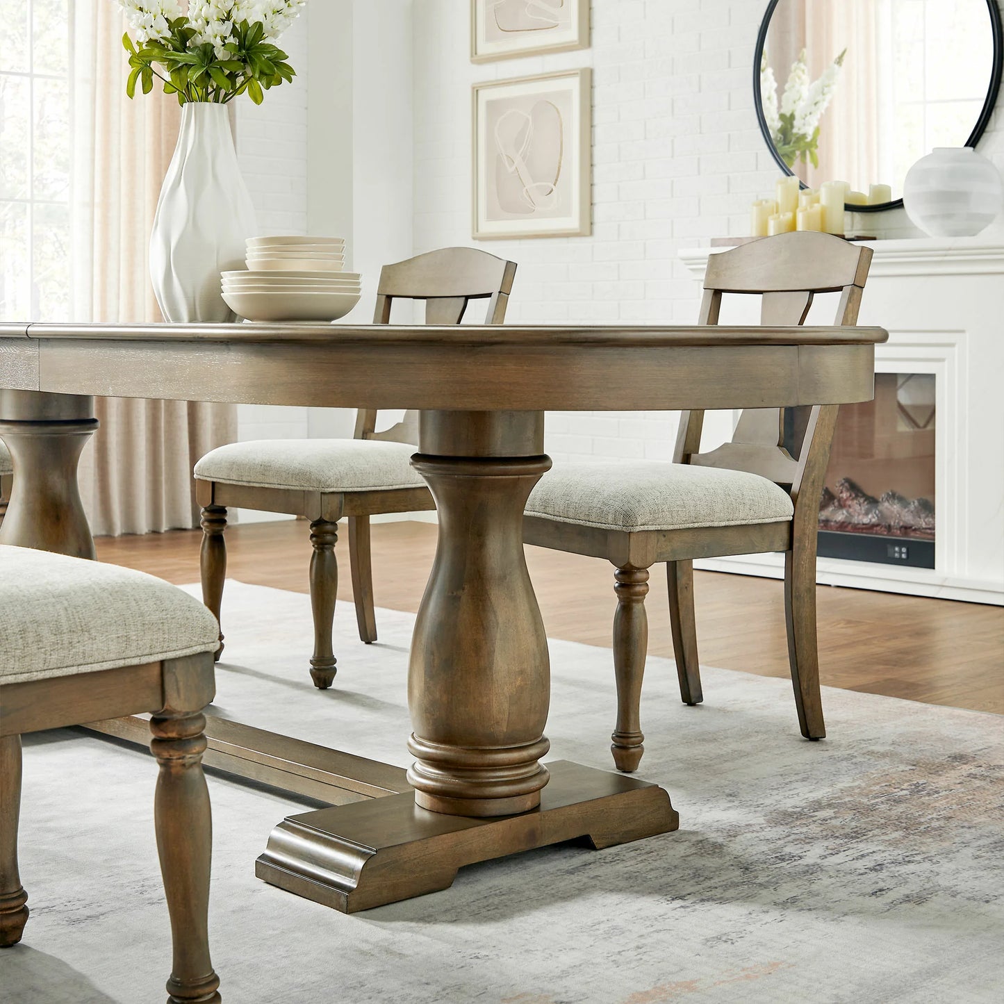 94.06" Extendable Wood Dining Table for 8 - Mid Century Modern