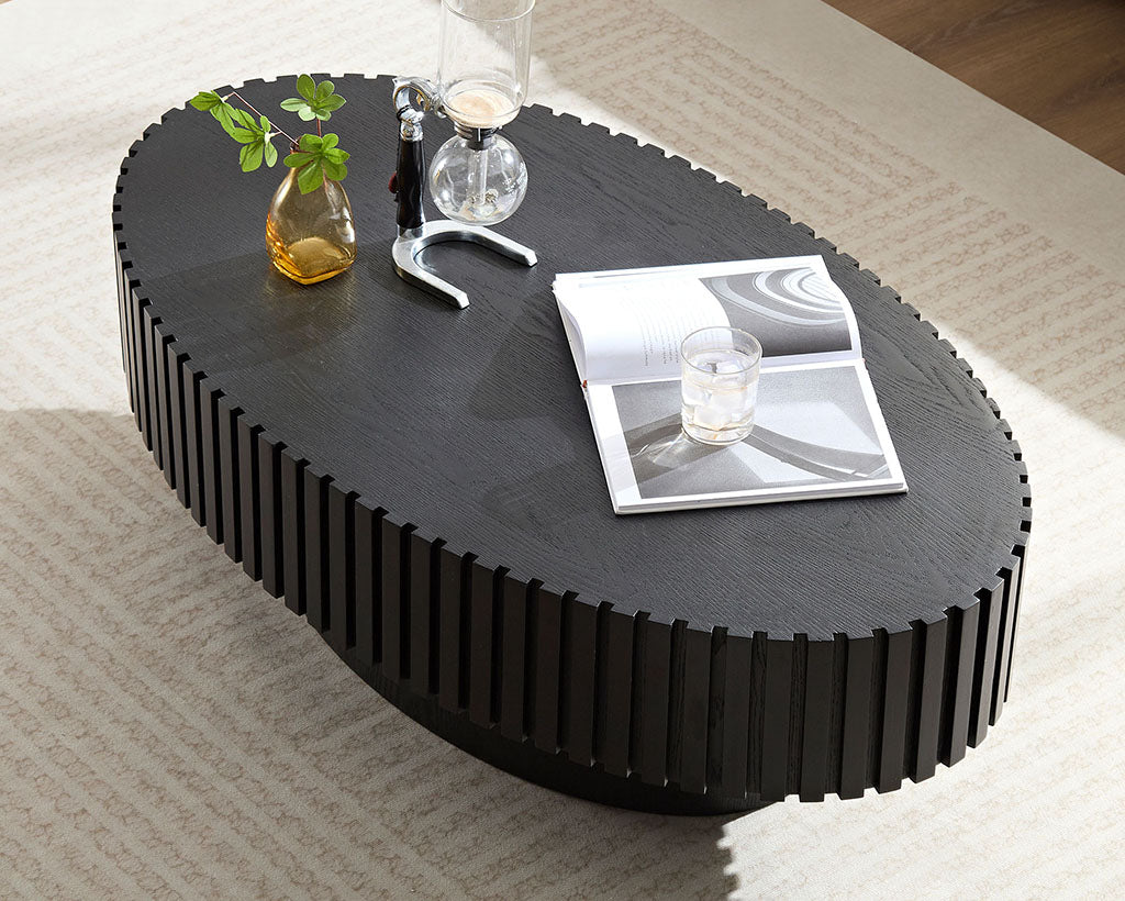 Modern Handcrafted 43.7" Oval Drum Coffee Table