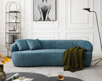Mid-Century Modern 3-Seat Curved Cloud Sofa – Boucle Fabric Couch