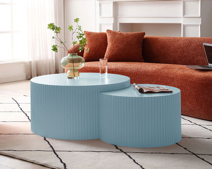 Nesting table set of 2 Round and Half Moon Shapes,No Need Assembly